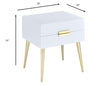 Sleek White And Gold Two Drawer End Table