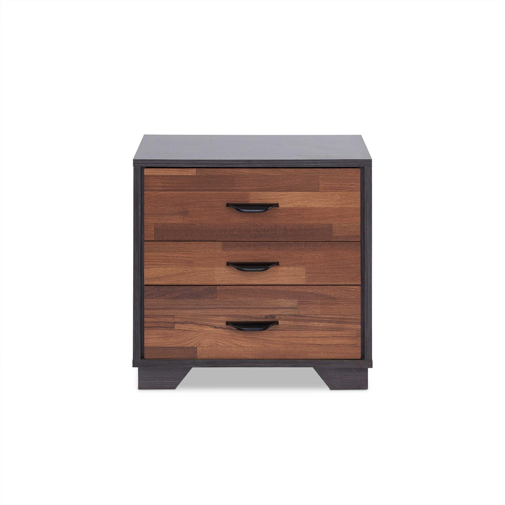 19.69" X 15.75" X 18.9" Walnut And Espresso Particle Board Nightstand