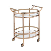 27" X 19" X 34" Clear Glass And Gold Serving Cart