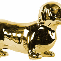 Standing Dachshund Dog Figurine Polished Chrome Finish Gold