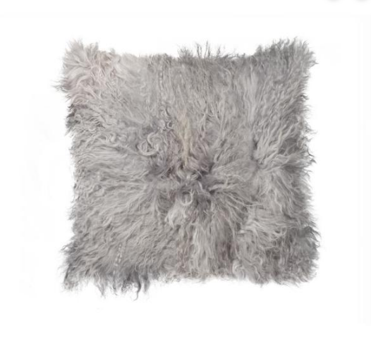 18" x 18" x 5" Gray Sheepskin Pillow