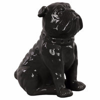 Nifty Sitting British Bulldog Figurine with Collar- Black