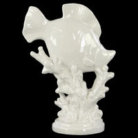 Fish Figurine on Seaweed Pedestal Gloss Finish White