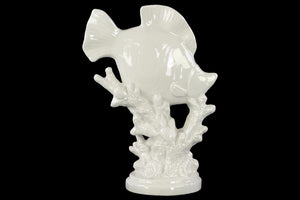 Fish Figurine on Seaweed Pedestal Gloss Finish White