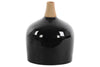 Round Moluccan Vase with Wood Neck -  Large - Black