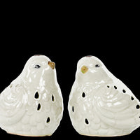 Bird Figurine with Cutout Design Assortment of Two - White