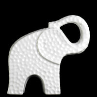 Edged Trumpeting Standing Elephant Figurine Small - White