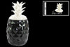 Ceramic Pineapple Canister with White Lid- Black