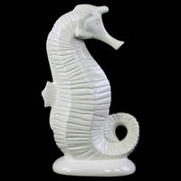 Marine Seahorse Figurine on Base Large Gloss Finish White