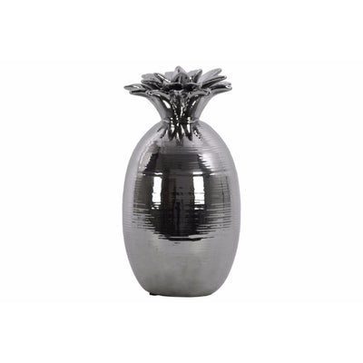 Island Pineapple Figurine Polished Chrome Finish Silver - Large