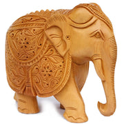 Unique Hand Carved Elephant Decor Statue In Cadamba Wood