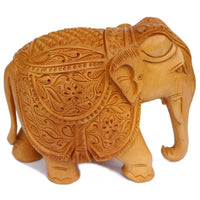 Unique Hand Carved Elephant Decor Statue In Cadamba Wood