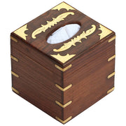 Handmade Upright Tissue Holder Box In Wood With Brass Inlays