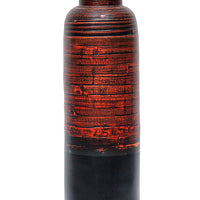 36 Spun Bamboo Bottle Vase - Bamboo In Distressed Red & Matte Black