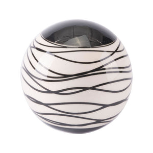 4.1" X 4.1" X 4.1" Black And Ivory Stripes Orb