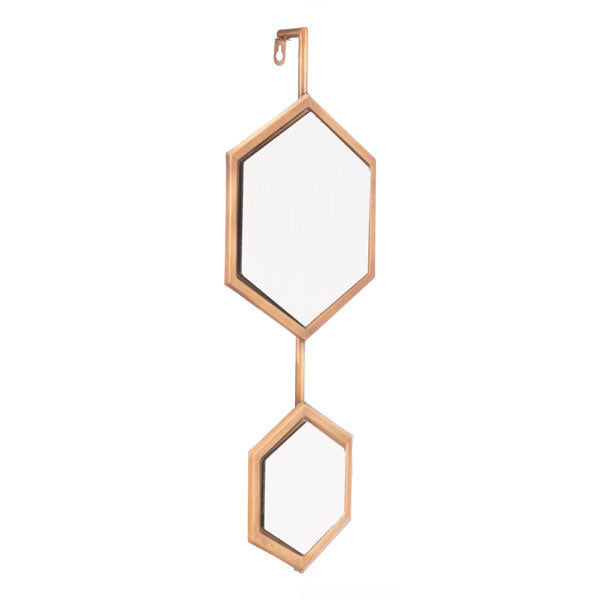 9.1" X 1.6" X 22.8" Gold Hexagon Mirror