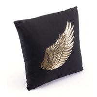 17.7" X 17.7" X 1.2" 2 Pcs Black And Gold Metallic Wings Pillow