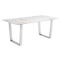 70.9" X 35.4" X 29.7" Stone And Brushed Atlas White Dining Table