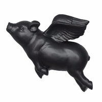 Remarkable Resin Flying Pig Wall Decor, Black