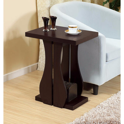 Sophisticated Contemporary Style Chairside Table, Brown Cocoa`