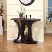 Stylish Console Table With Base Shelf, Dark Brown