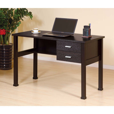 Sophisticated Dark Brown Finish 2 Drawers Desk