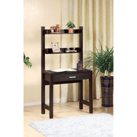 Contemporary Style Desk With 2 Shelves, Dark Brown