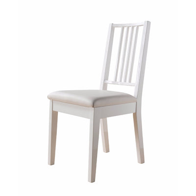 Lustrous Wooden Dining Chair With Solid Legs, White