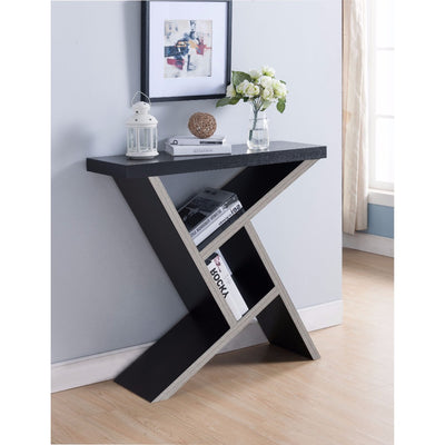 Unique Designed Console Table With Shelf, Dark Brown and Light Brown