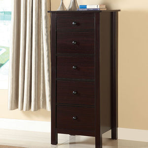 Transitional Style Wooden Chest With 5 Drawers, Brown