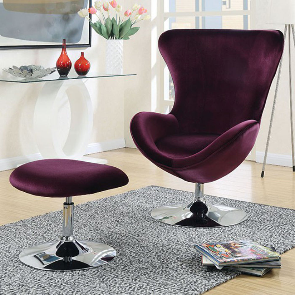 Contemporary Chair With Ottoman In Purple