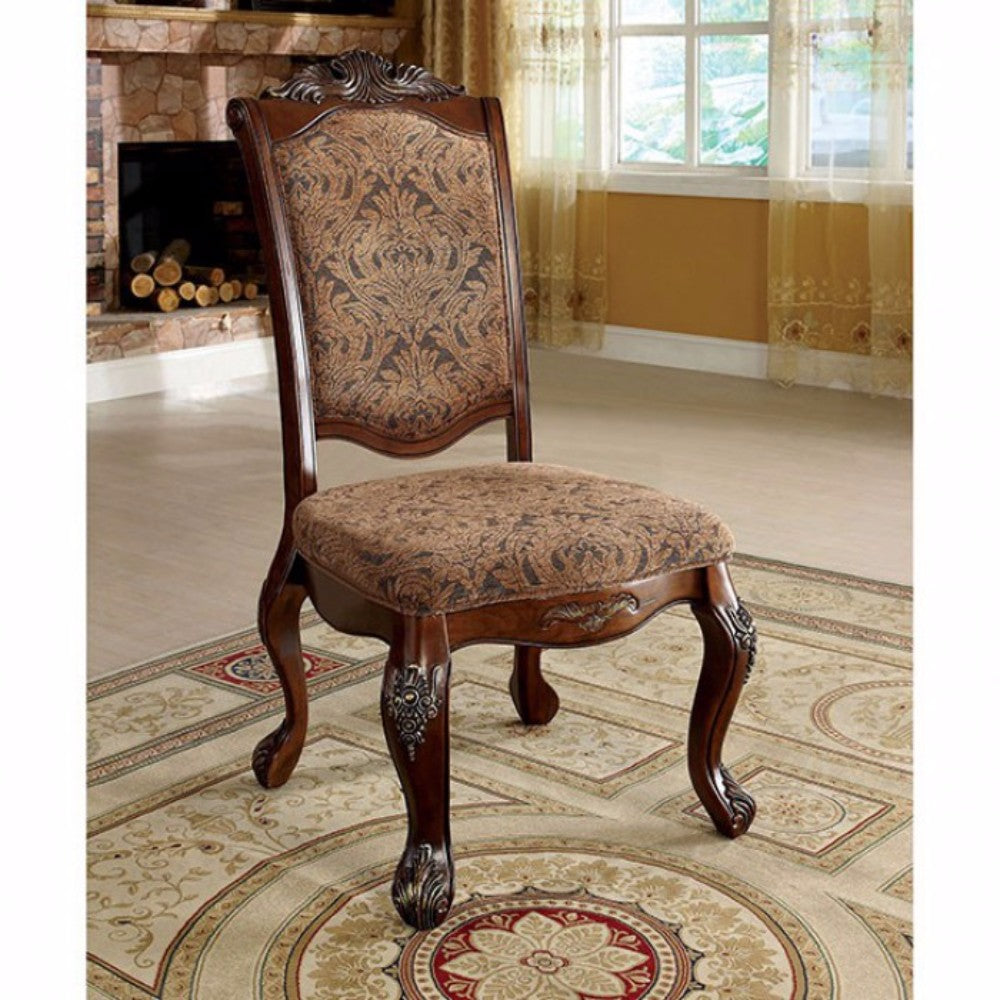 Traditional Side Chair, Cherry Finish, Set Of 2