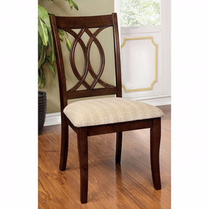 Transitional Side Chair, Brown Cherry Finish, Set Of 2