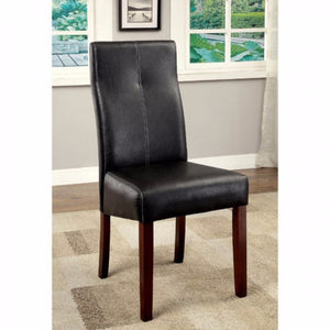 Contemporary Side Chair With Black Pu, Set Of 2