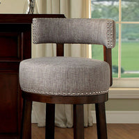 24"Barstool Withlinen Cushion, Light Gray Finish, Set Of 2