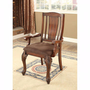 Traditional Arm Chair, Brown Cherry, Set Of 2