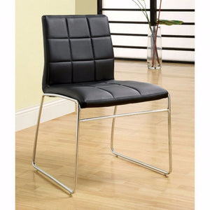 Contemporary Side Chair With Steel Tube, Black Finish, Set Of 2