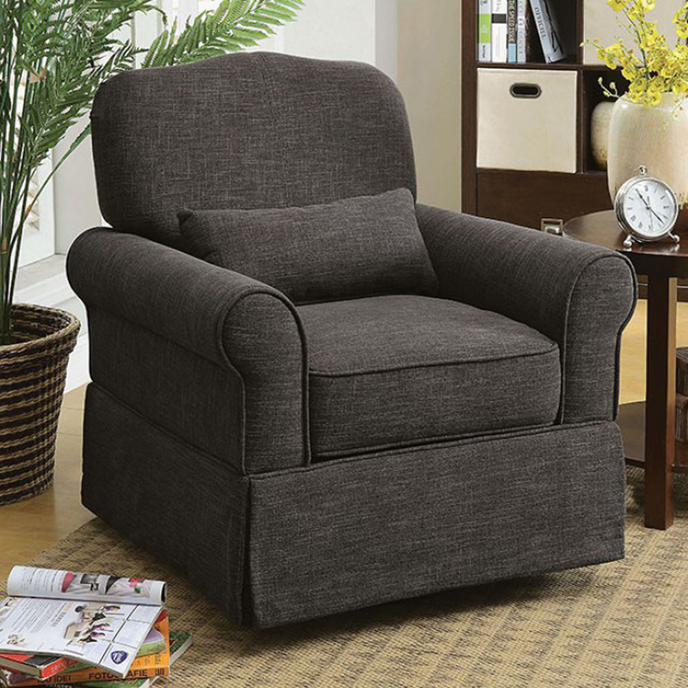 Transitional 360 Swivel & Rocker Chair, Dark Gray