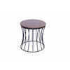 Stylish Iron Base Side Table With Marble Top, Brown