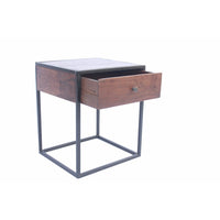 Contemporary Iron & Wood Bed Side Table