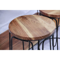 Rectangular Bar Dining Table With 3 Round Stools, Pack Of 4, Brown and Black