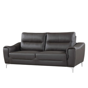 Gray 1 Piece  Modern Leather and Fabric Upholstered Stationary Sofa and Loveseat