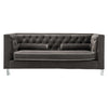 Brown Contemporary Polyester Velvet Fabric Upholstered Button Tufted Tuxedo Sofa