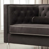 Brown Contemporary Polyester Velvet Fabric Upholstered Button Tufted Tuxedo Sofa