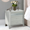 3 Drawers Wooden Night Stand With Tapered Legs, Silver