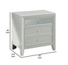 3 Drawers Wooden Night Stand With Tapered Legs, Silver