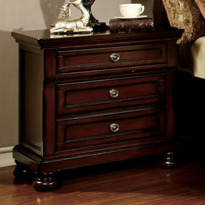 Transitional Night Stand In Dark Cherry Finish