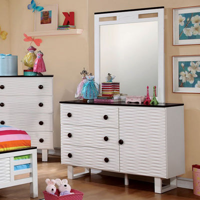 Splendid Contemporary Style Wooden Dresser, Dark Walnut And White