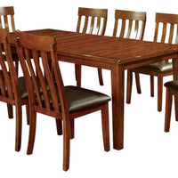 Transitional Style Rectangular Dining Table, Cherry Finish