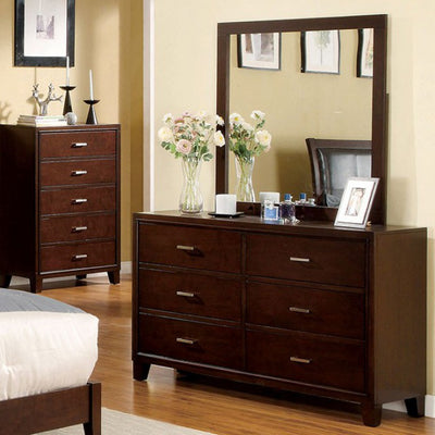 Wooden Designer Dresser In Contemporary Style,  Brown Cherry